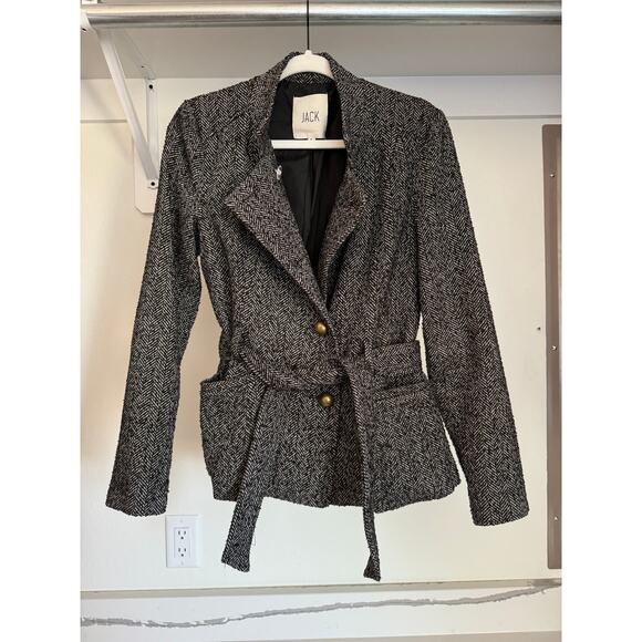 JACK Houndstooth Pea Coat Black/White Size Small Gold‎ Buttons - Picture 1 of 12
